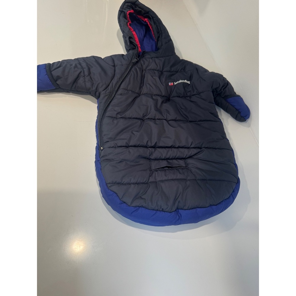 London Fog Hooded Bunting Quilted Snowsuit Sz 0/6 mo Winter Outerwear